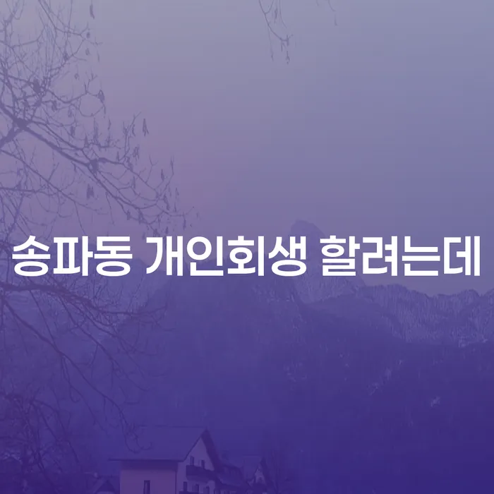 송파동 개인회생 할려는데